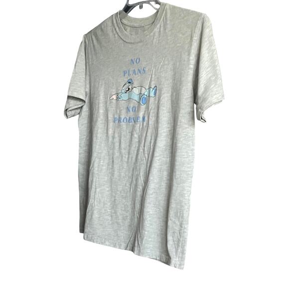 DISNEY GRAPHIC T-SHIRT, SHORT SLEEVE, WOMENS, XL, GREY, “NO PLANS - NO PROBLEM” - Picture 6 of 9